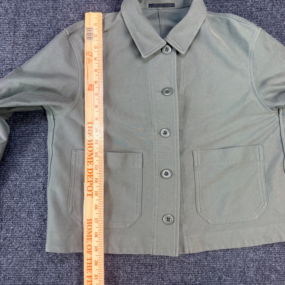 Uniqlo Womens Sz S Sage Green Utility Chore Relaxed Jacket Stretch Cropped - Picture 7 of 8